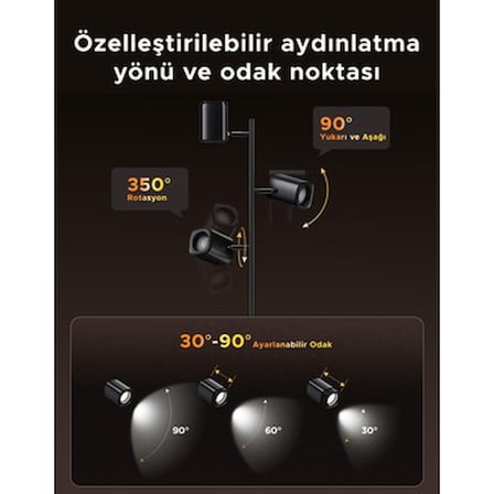 3'lü Spot Aydınlatma, 36W RGB Işık Renkleri ile