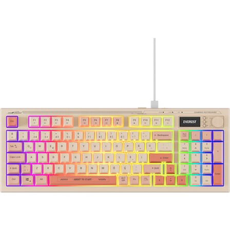 Everest Kb-79 Silent Pro Bej-Pembe-Turuncu Sessiz Rgb Q Membrane Oyuncu