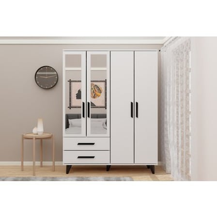 Ayaklı Aynalı Modern Tasarımlı Siyah Kulplu Model