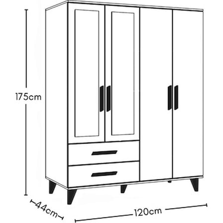 Ayaklı Aynalı Modern Tasarımlı Siyah Kulplu Model