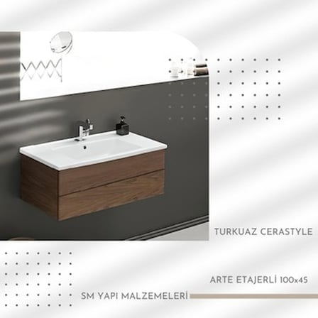 Arte Etajerli 100x45 cm, Modern Tasarım ve Fonksiyonel