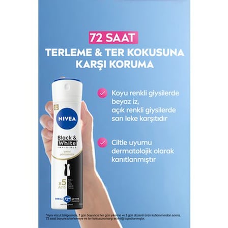 150 ml Kadın Sprey Deodorant, 72 Saat İpeksi Pürüzsüzlük