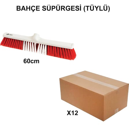 60 cm Tüylü Bahçe Süpürgesi, Toptan 12 Adet