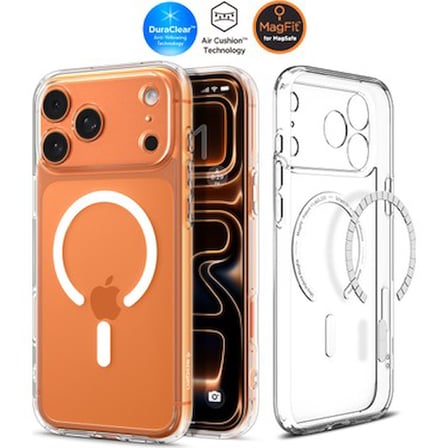 Spigen iPhone 17 Pro ile Uyumlu MagSafe Kılıf Ultra Hybrid Mag Fit Sararmaya Dayanıklı Beyaz Şeffaf