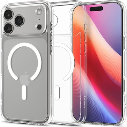 Spigen iPhone 17 Pro ile Uyumlu MagSafe Kılıf Ultra Hybrid Mag Fit Sararmaya Dayanıklı Beyaz Şeffaf