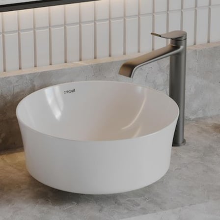 Oval Deliksiz Lavabo 40 cm Beyaz Seramik Tasarım