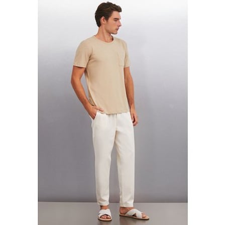 Bej Renk Erkek Oversize T-Shirt Modası