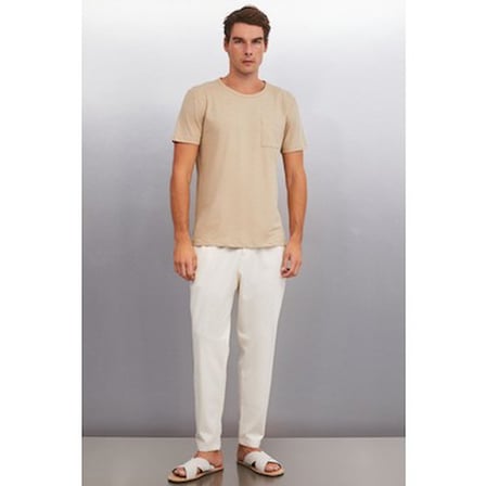 Bej Renk Erkek Oversize T-Shirt Modası