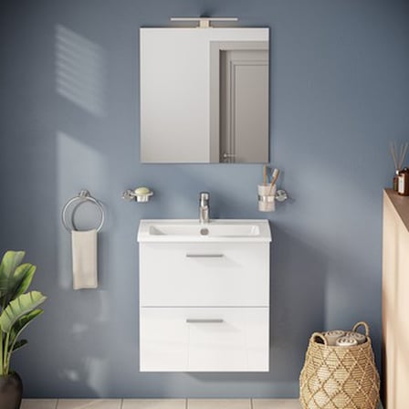 60 cm Parlak Çekmeceli Banyo Dolabı Seti