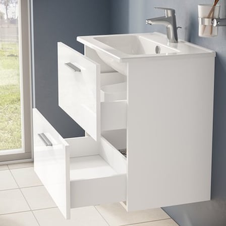 60 cm Parlak Çekmeceli Banyo Dolabı Seti