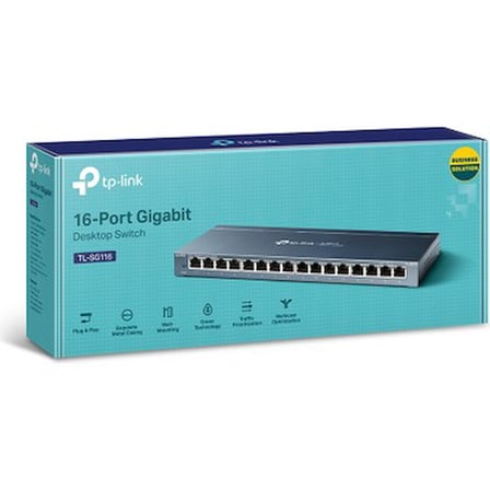 16 Port Çelik Switch, 10-100-1000 Mbps Hız ile Verimli Bağlantı