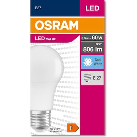 E-27 Duy Tipinde Beyaz Işık Yayan 8.5W LED Ampul