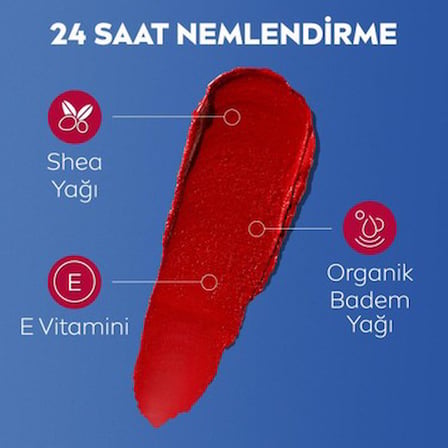 Renkli Dudak Bakım Kremi - Kırmızı, 4.8 gr SPF30 ile