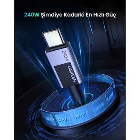 240W PD Hızlı Şarj Kablosu, Uzay Girişi ve 1m Uzunluk