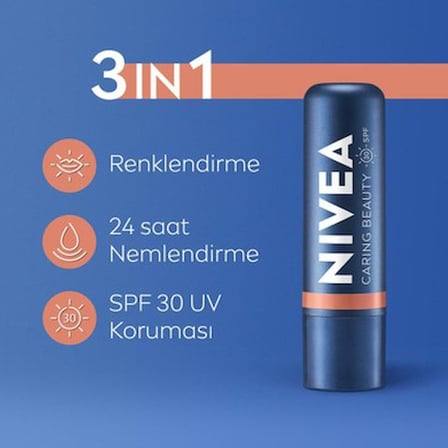 4.8 gr Renkli Dudak Bakım Kremi, Nemlendirici ve SPF30 Koruma