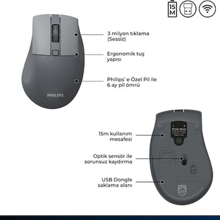 1600 DPI Optik Kablosuz Mouse ile 5 Tuş Seçeneği