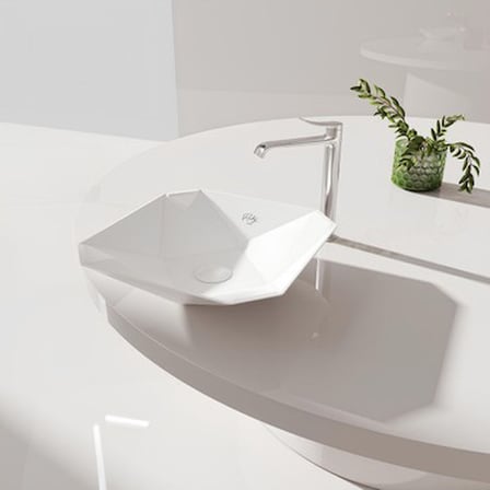 Elmas Beyaz Deliksiz 40 cm Lavabo ile Estetik