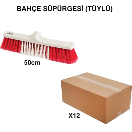 50 cm Tüylü Bahçe Süpürgesi, Toptan 12 Adet