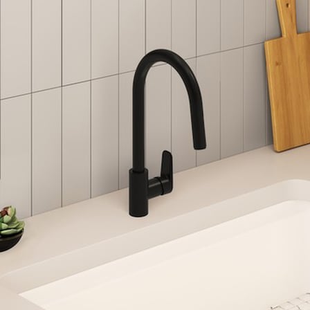 Mat Siyah V-Bright Kaplamalı Eviye Bataryası Modern Tasarım