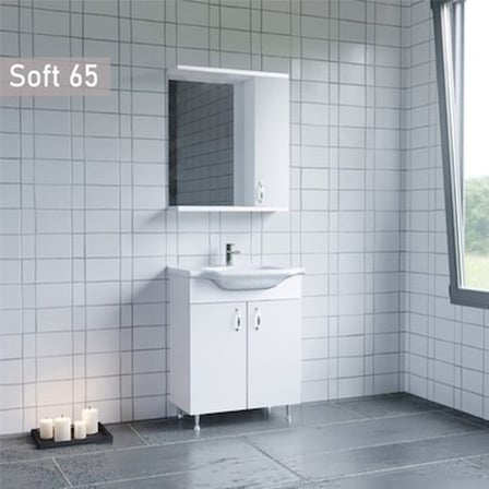 65 cm Beyaz Renkli Banyo Dolabı, Modern ve Şık