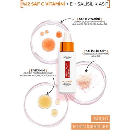 L'Oréal Paris Revitalift Clinical %12 Saf C Vitamini Aydınlatıcı, Ton Eşitleyici, Gözenek Karşıtı