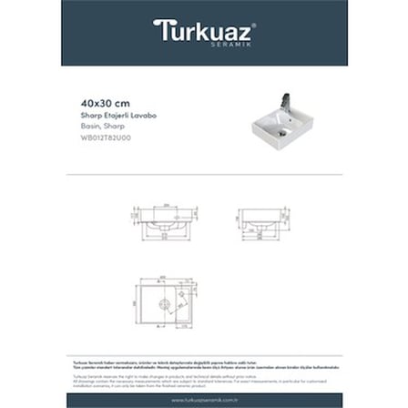 40X30 cm Turkuaz Seramik Etajerli Eviye