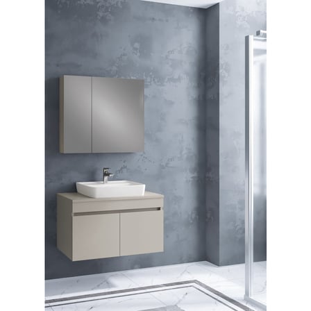 80 cm Kül Gri Renkli Banyo Dolabı