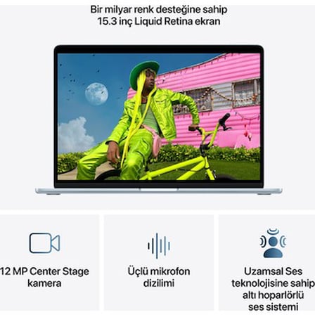 Apple MacBook Air M5 16GB 512GB SSD macOS 15" Taşınabilir Bilgisayar Gök Mavisi