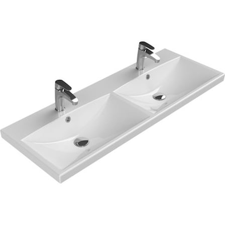 Çift Hazneli 120 cm Etajerli Lavabo ile Geniş Alan Kullanımı