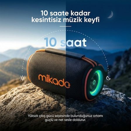 Mikado MD-33BT Siyah Ipx6 60W Rgb Işıklı 7200MAH Tf Kart+Usb Destekli Bluetooth
