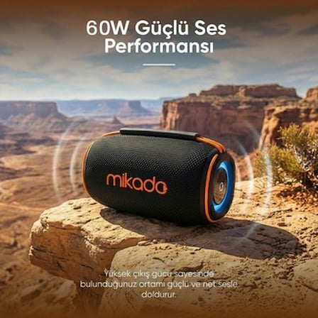 Mikado MD-33BT Siyah Ipx6 60W Rgb Işıklı 7200MAH Tf Kart+Usb Destekli Bluetooth