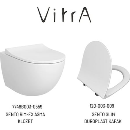 Vitra Sento Rim-Ex Asma Klozet Slim Kapak, Vitra Gömme Rezervuar Set
