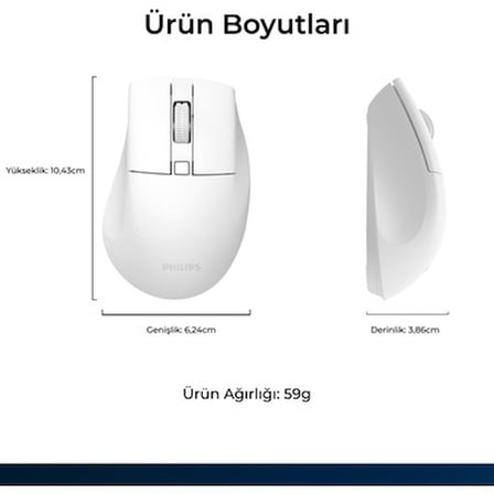 Philips SPK7528 Kablosuz Bluetooth 1600DPI 5 Tuşlu Sessiz Optik Mouse