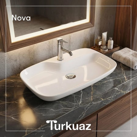 70x43 cm Tezgah Üstü Turkuaz Seramik Seçeneği