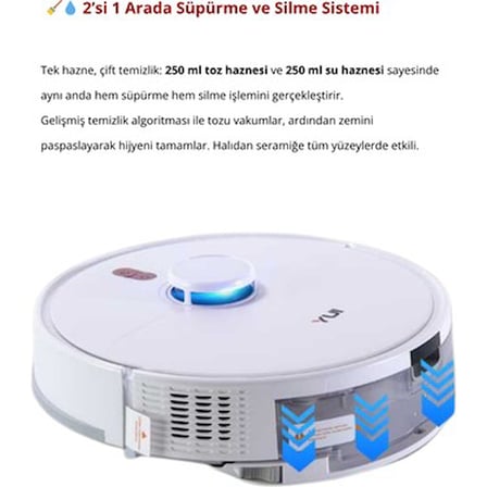 Yui RS16 15.000 Pa Akıllı Robot Vacuum & Mop Süpürge Beyaz (Yuı Türkiye