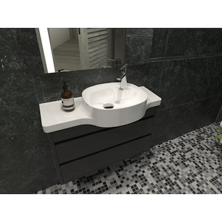 100 cm Etajerli Lavabo - Sağdan Kullanım Seçeneği