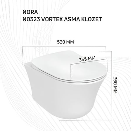 Creavit Nora Vortex Beyaz Asma Klozet NO323, Creavit Nora Duck Duroplast Yavaş