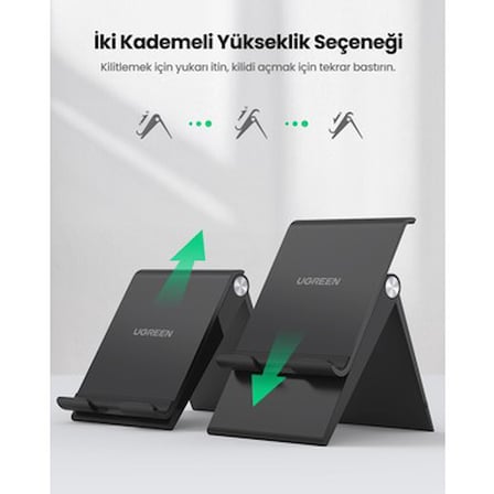 UGREEN Yükseklik Ayarlı Telefon Tutucu Standı, Siyah,