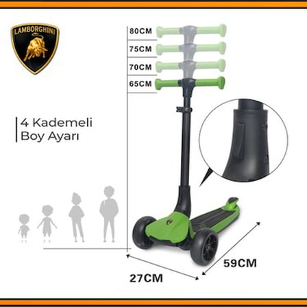 Kolay Katlanabilir Işıklı Çocuk Scooter 3 Tekerlekli