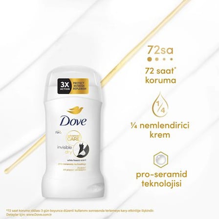 Stick Deodorant 50ml, 72 Saat Invisible Dry Koruma