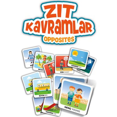 Zıt Kavramlar Eğitici Oyun Kartları