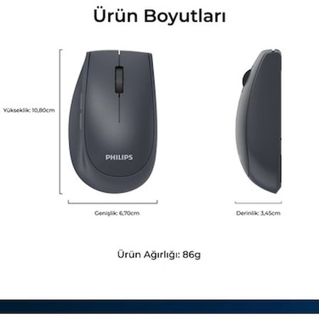 Philips SPK7627 Kablosuz Bluetooth Dual Mod 1600DPI 6 Tuşlu Sessiz Optik Mouse