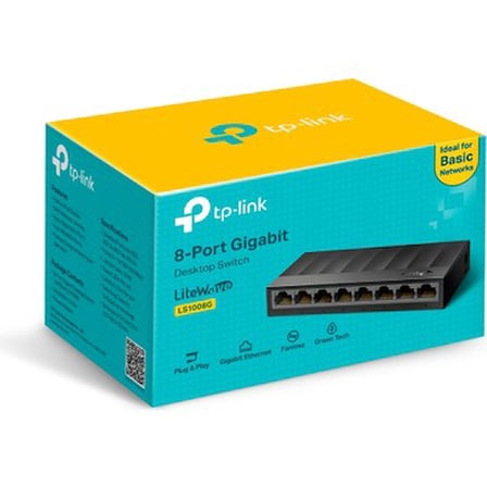 8 Portlu 10/100/1000 Mbps Ethernet Switch, Plastik Gövde