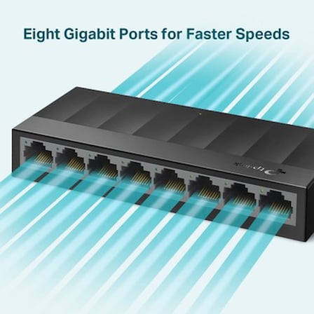 8 Portlu 10/100/1000 Mbps Ethernet Switch, Plastik Gövde