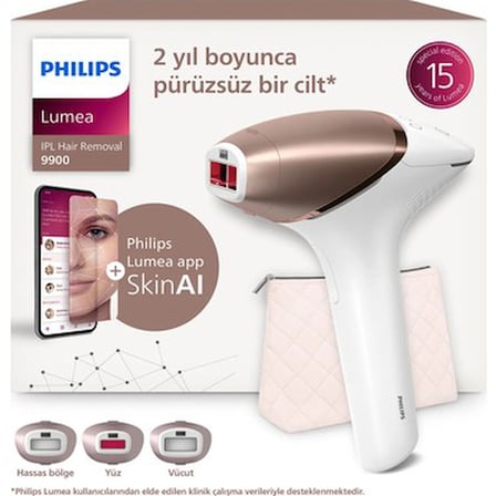 Philips Lumea 9900 Serisi BRI953/01 IPL Tüy Alma Beyaz Renk Özellikli Cilt Temas
