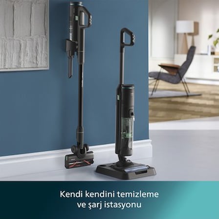 Kablosuz dikey süpürge, ıslak-kuru temizlik ve otomatik temizleme özellikleri