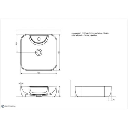 Delikli Lavabo Bataryası, Kare Tasarım 42 cm