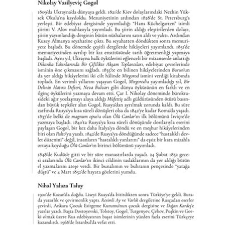 Bir Delinin Hatıra Defteri: Nikolay Vasilyeviç'in Hikayesi