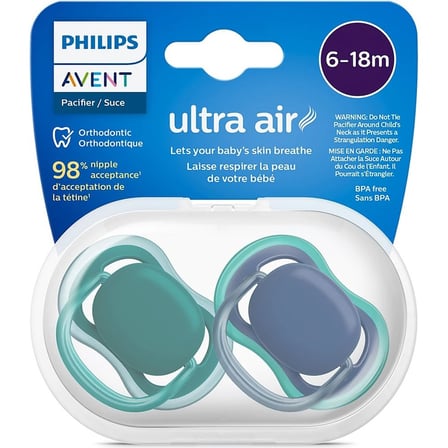 6-18 ay arası çocuklar için unisex ultra havalı emzik - 2'li paket