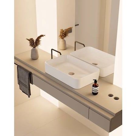 60x38 cm Turkuaz Seramik Lavabo, Şık ve Kullanışlı